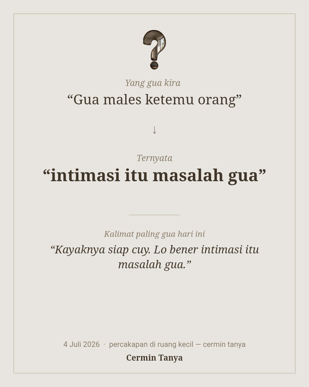 Reflection Card — Yang gua kira vs Yang ternyata